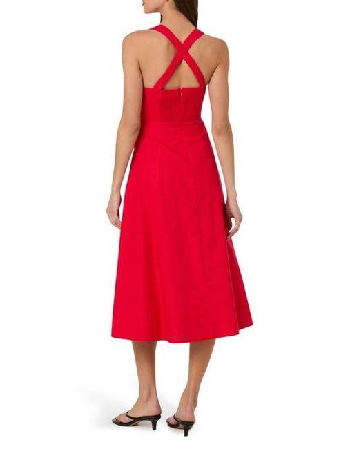 astr the label cross back sleeveless midi dress Astr Cross Back Sleeveless Midi Dress in Red