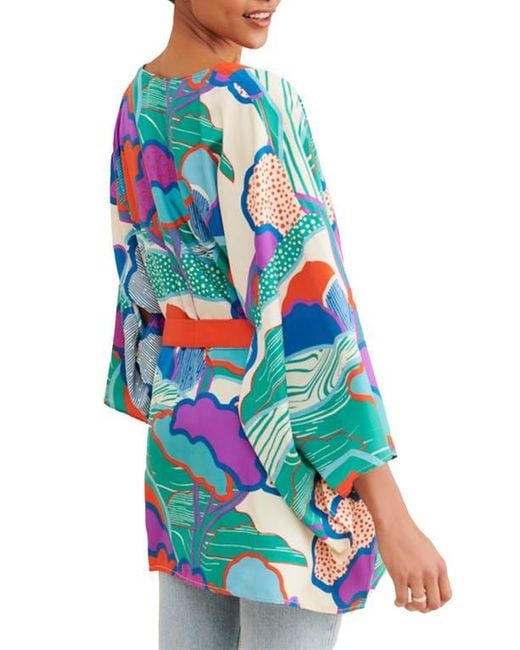 Saachi Multicolor Blob Pattern Ruana