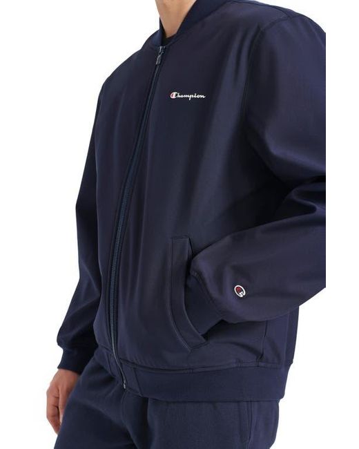 Champion Blue Softshell Varsity Bomber Jacket for men
