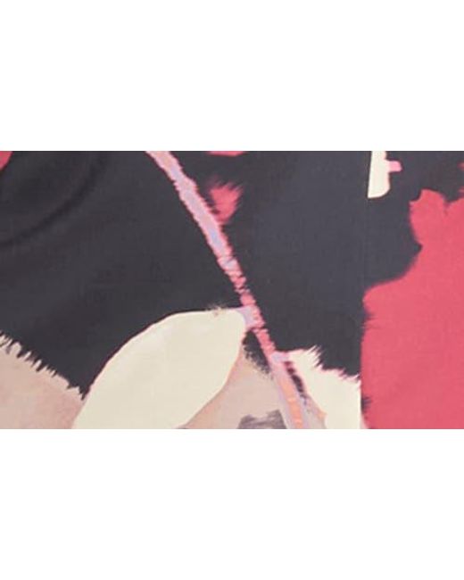 Maggy London Red Floral Cap Sleeve A-Line Midi Dress