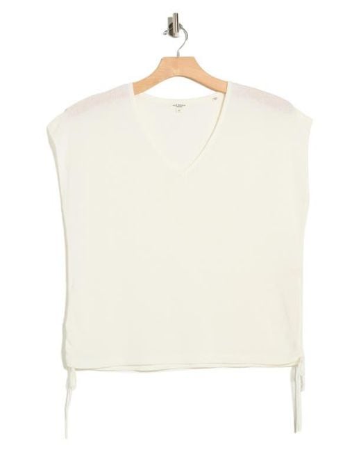 Max Studio Natural Ruched Cap Sleeve Sweater