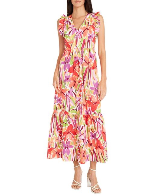 Maggy London Floral Ruffle Tiered Maxi Dress