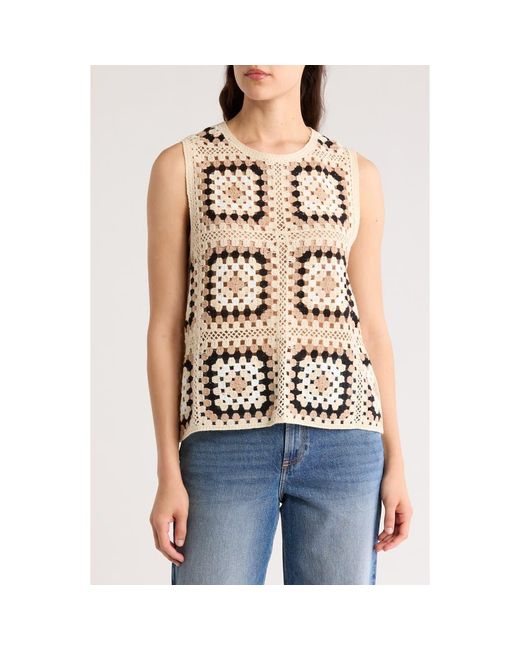 DR2 by Daniel Rainn Multicolor Openwork Granny Square Sweater Tank