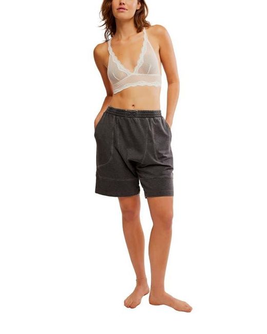 Free People Black Don'T Wait Up Lounge Shorts