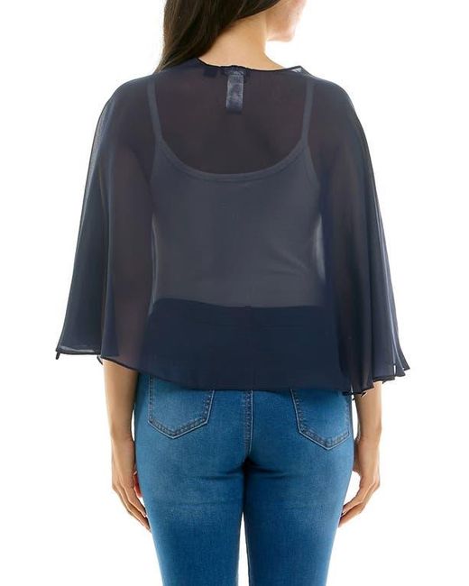 Nina Leonard Blue Chiffon Capelet