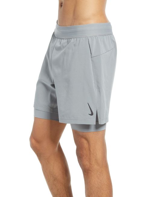Nike Gray Dry-fit 2-in-1 Pocket Yoga Shorts for men