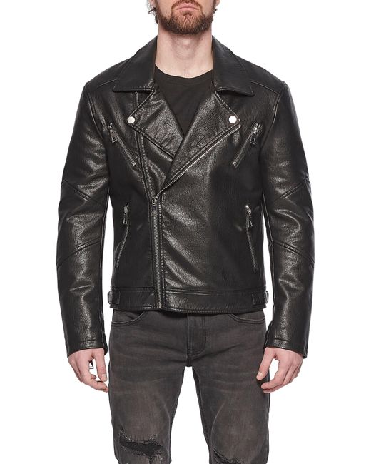 ELEVEN PARIS Faux Leather Moto Jacket In Jet Black At Nordstrom Rack for men