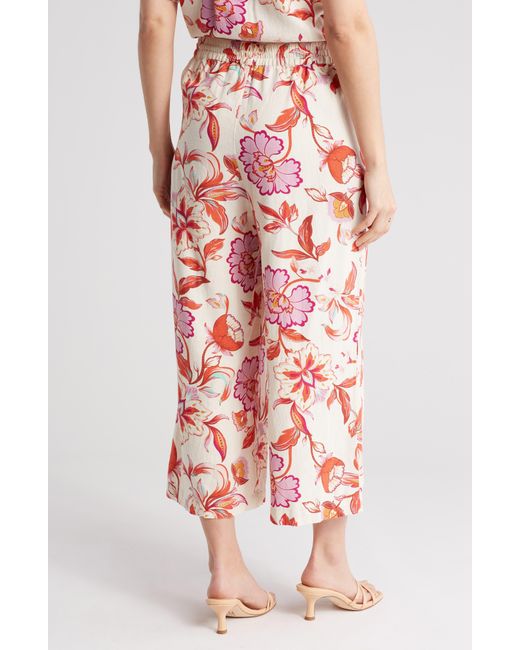 Laundry by Shelli Segal Red Floral Print Wide Leg Pants