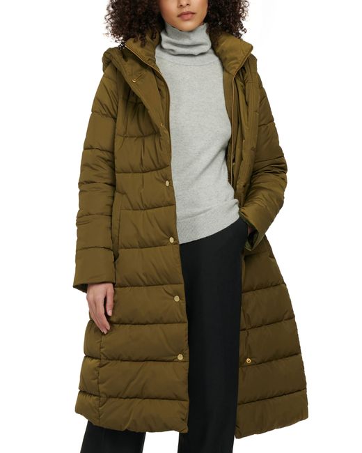 Barbour Green Buchan Quilted Hooded Longline Parka In Military Olive/tartan At Nordstrom Rack