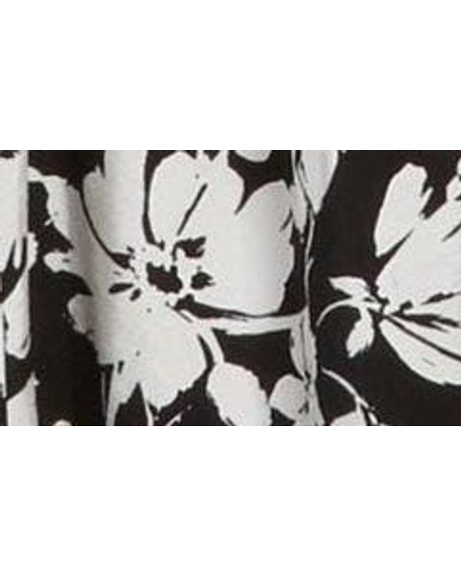 Ellen Tracy White Floral Puff Sleeve Side Tie Midi Dress