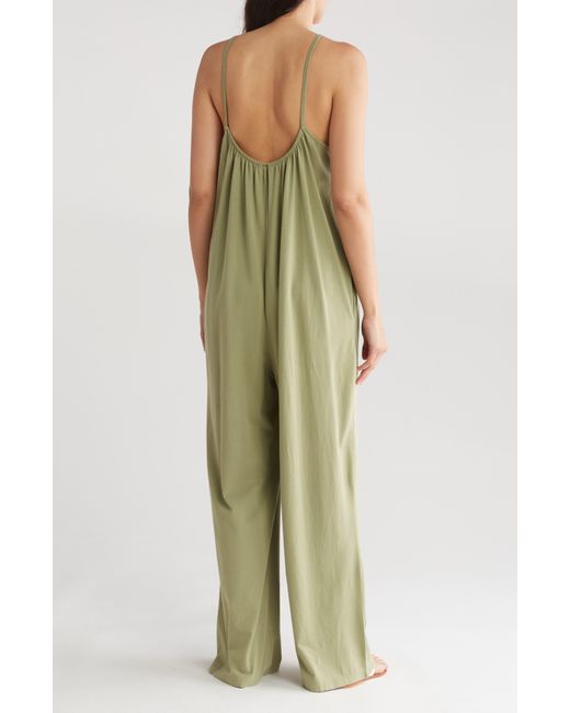 Melrose and Market Green Slouchy Wide Leg Organic Cotton Jumpsuit