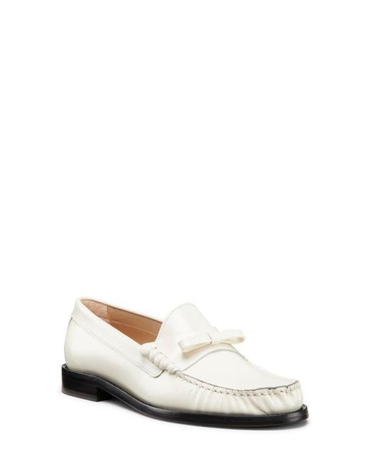 Stuart Weitzman White Lottie Bow Loafer