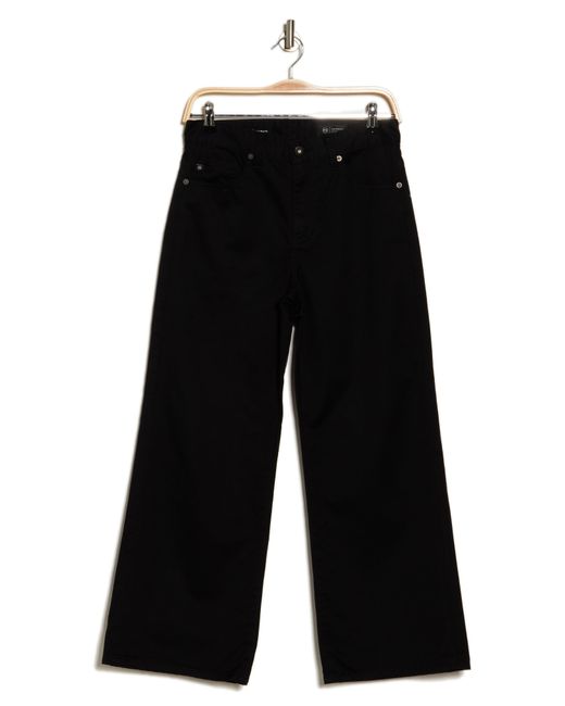 AG Jeans Black Saige High Waist Crop Wide Leg Jeans