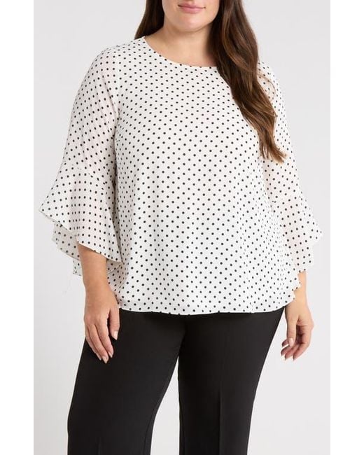 Kasper White Ruffle Sleeve Top