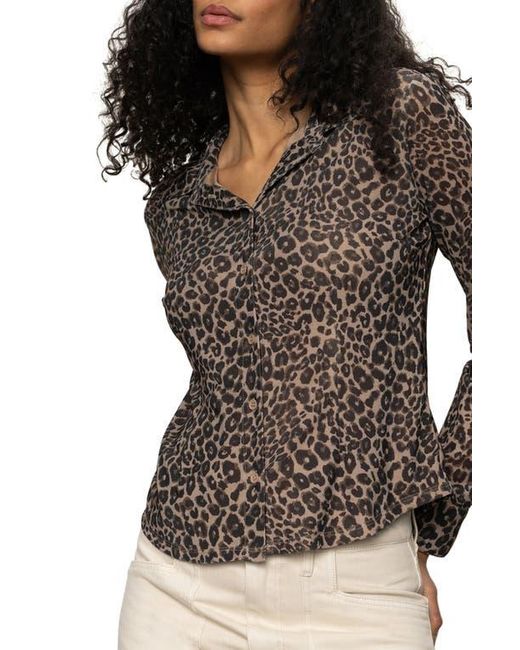Sanctuary Black Mesh Button-Down Shirt