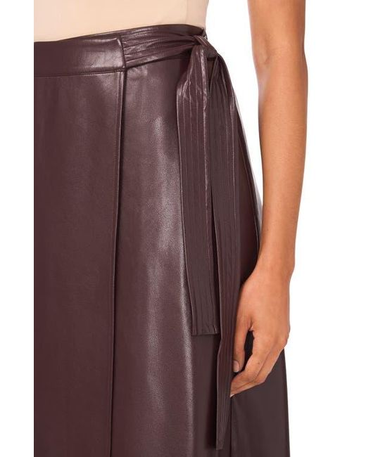 Halogen® Brown Faux Leather Side Tie Skirt