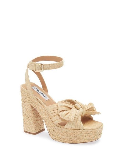 Steve Madden Metallic Romey Raffia Platform Ankle Strap Sandal