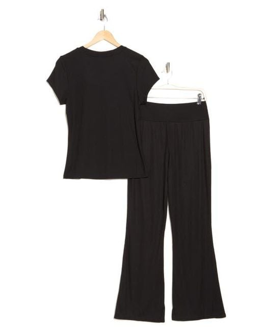 Nicole Miller Ribbed Pajama Set in Black Lyst