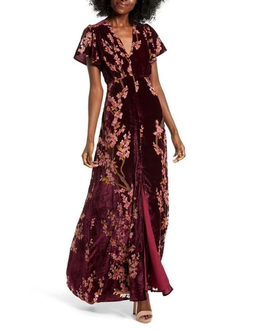 Sancia velvet burnout wrap dress cheap