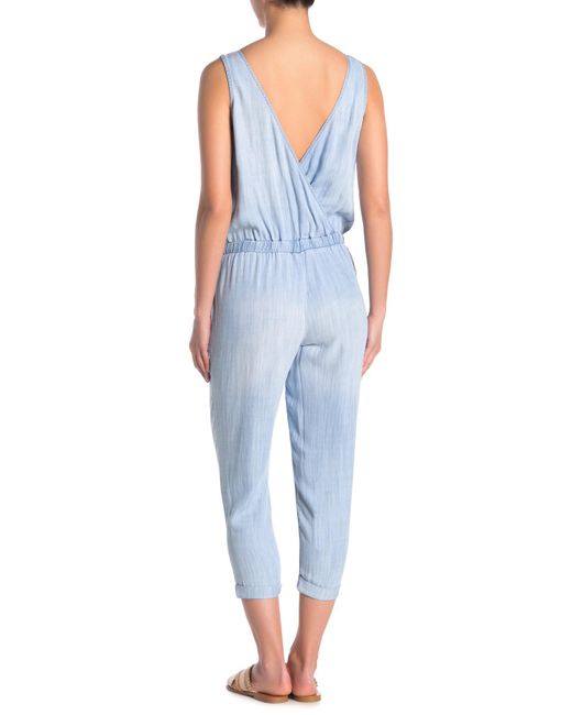 Cloth Stone Deep Surplice Back Chambray Jumpsuit in Blue Lyst