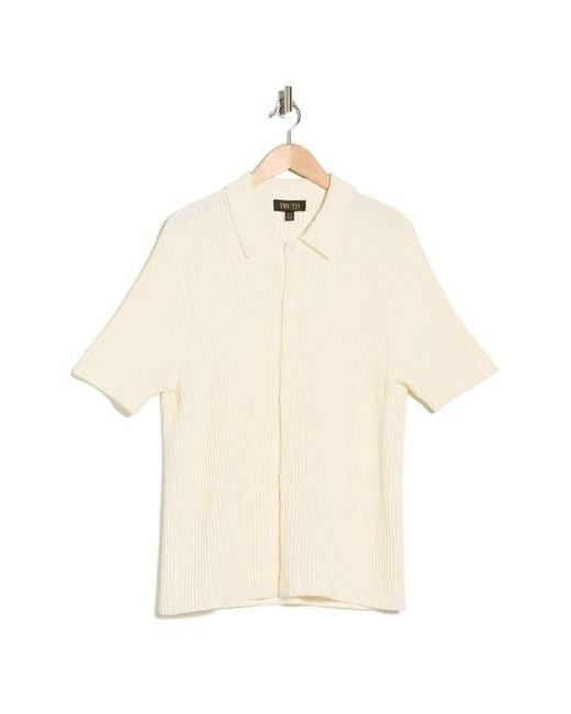 Truth Natural Ribbed Plissé Knit Button-Up Shirt for men