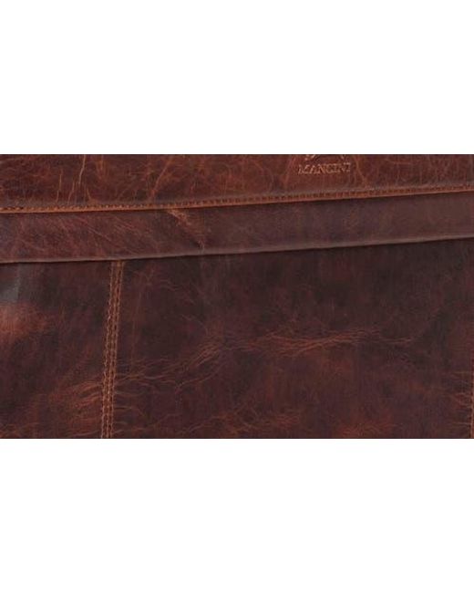 Mancini Brown Double Compartment Leather Briefcase for men