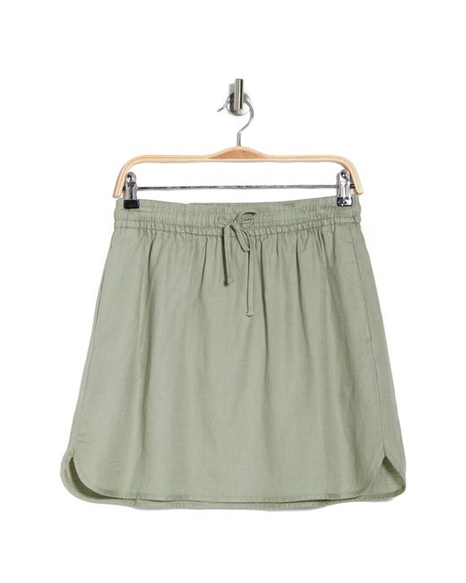 Madewell Green Curved Hem Linen-blend Miniskirt