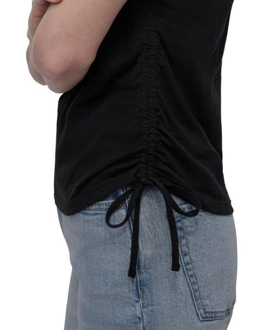 DKNY Black Ruched Knit Top