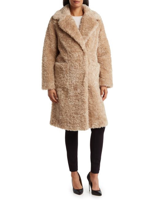 Donna Karan Natural Faux Fur Coat