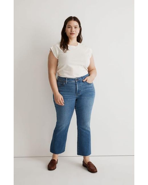 Madewell Blue Raw Hem Kick Out Crop Jeans