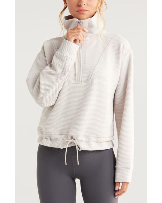 Zella White Kickback Ottoman Half Zip Pullover