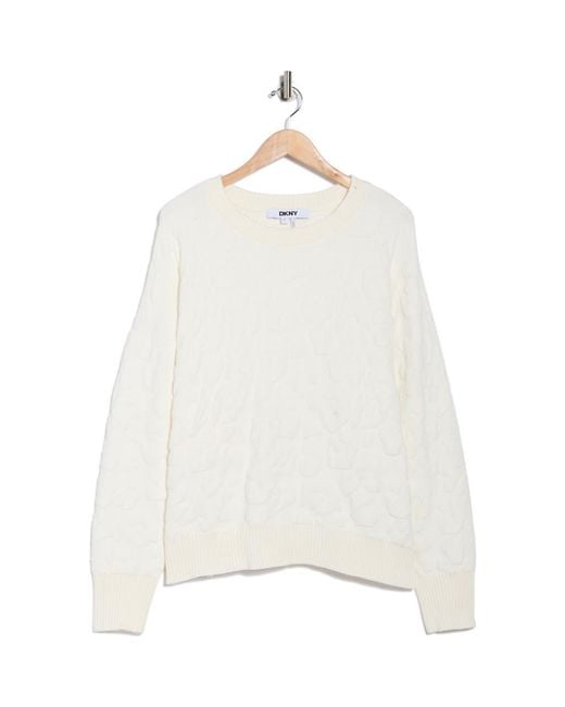 DKNY White Cheetah Chenille Sweater