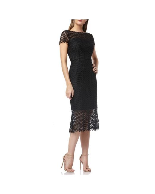 Kay Unger Tatum Floral Lace Midi Cocktail Dress in Black Lyst