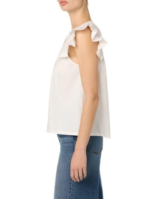 Joe's Jeans Blue Split Neck Flutter Sleeve Top