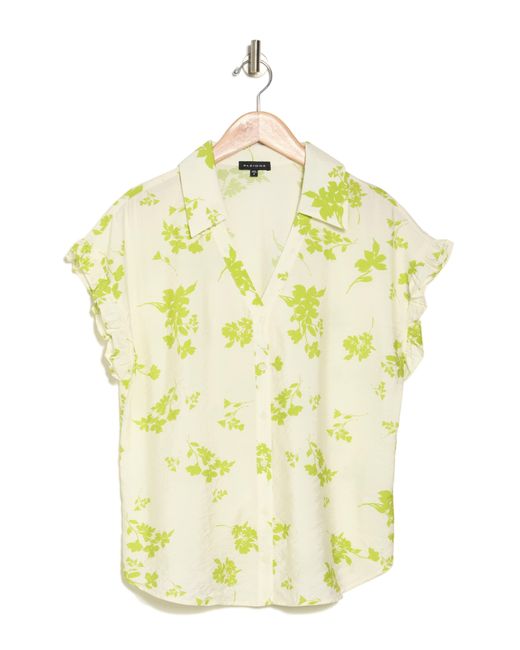 Pleione Yellow Crinkle Button-up Shirt