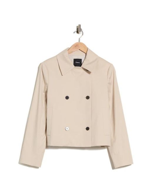 Theory Natural Double Breasted Spread Collar Jacket