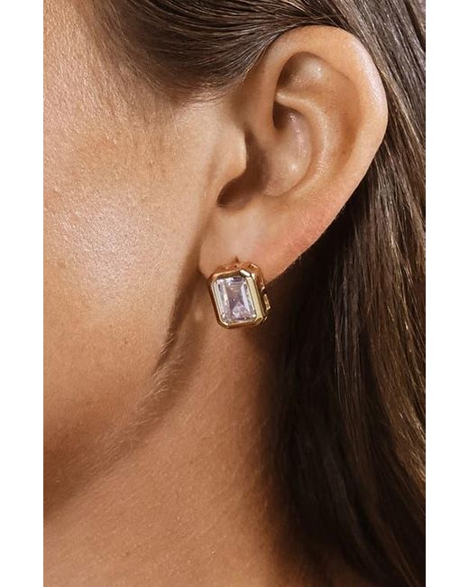 Sterling Forever Metallic Camille Bezel Cubic Zirconia Stud Earrings