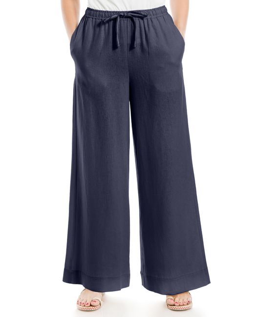 Max Studio Blue Linen Blend Pants