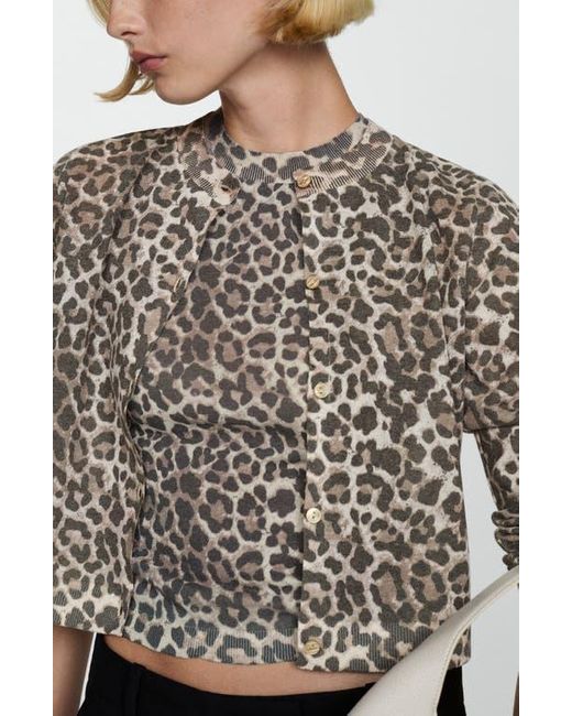 Mango Multicolor Leopard Print Cardigan