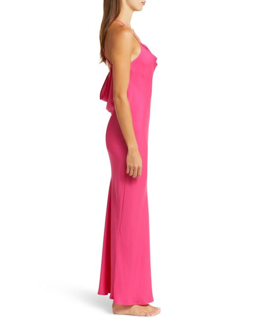 Open Edit Pink Cowl Back Satin Nightgown