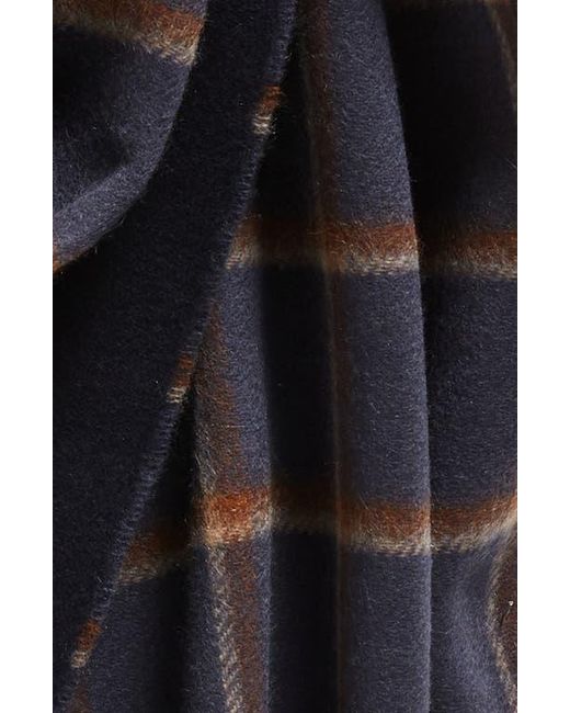Vince Double Face Windowpane Check Wool & Cashmere Scarf in Black