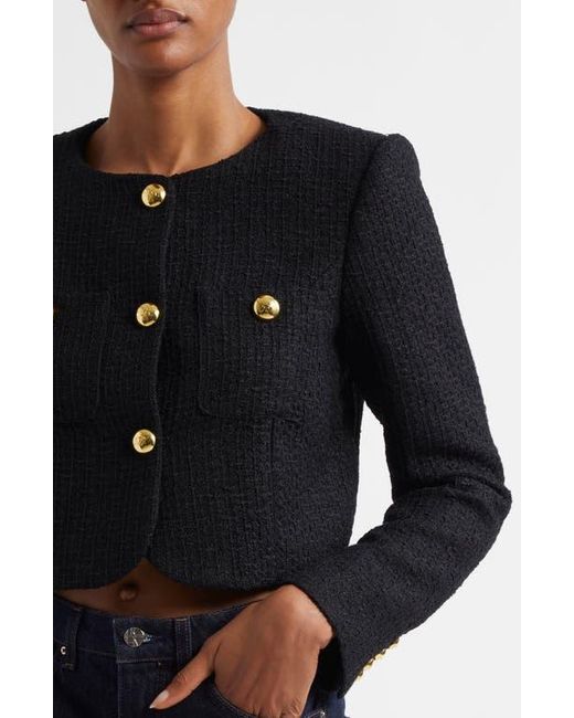 Cinq À Sept Black Auden Crop Tweed Jacket