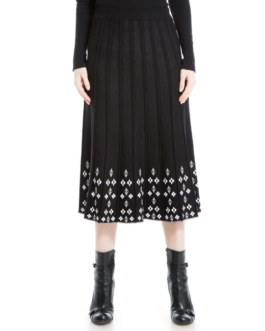 Max Studio Fair Isle Sweater Midi Skirt In Black/bone Diamond Border At ...