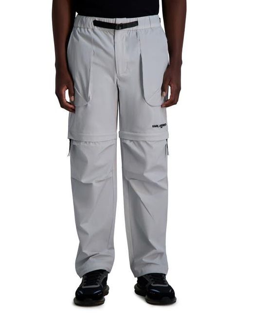 Karl Lagerfeld Black Convertible Zip Front Cargo Pants for men