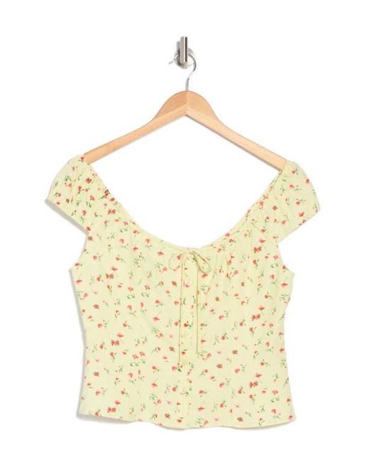 Wayf Multicolor Tie Front Linen Blend Top