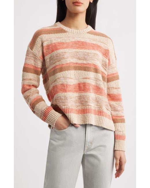 Faherty Brand Multicolor Miramar Stripe Linen & Cotton Crewneck Sweater