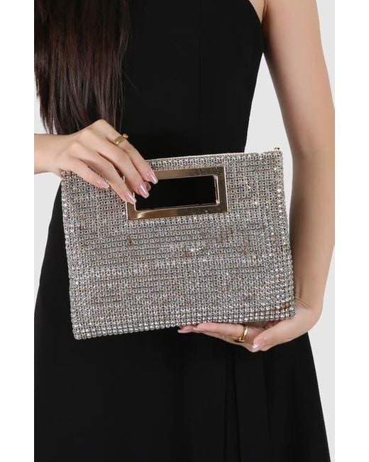 BERNESS Gray Rhinestone Rectangular Clutch