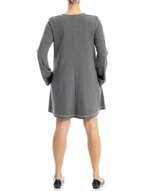 Max Studio Gray Long Sleeve Swing Dress