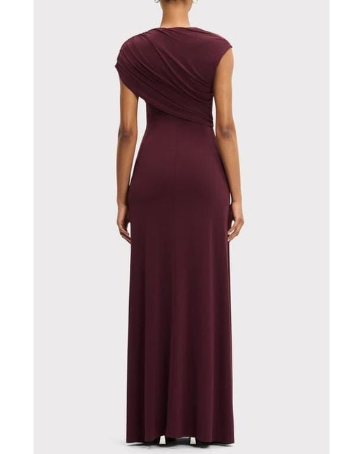 Herv Lger Cap Sleeve Ruched Matte Jersey Dress in Purple | Lyst