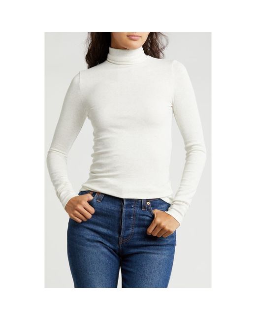 Splendid Idalia Shimmer Turtleneck T Shirt in White Lyst